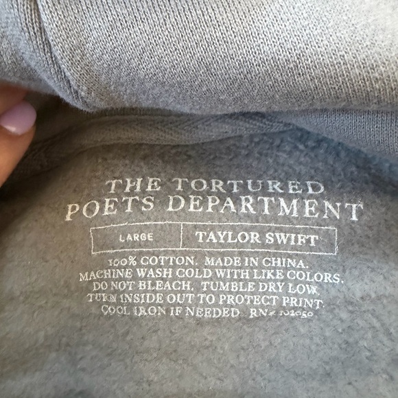 Taylor Swift TTPD Gray Hoodie with White Print - Picture 4 of 10